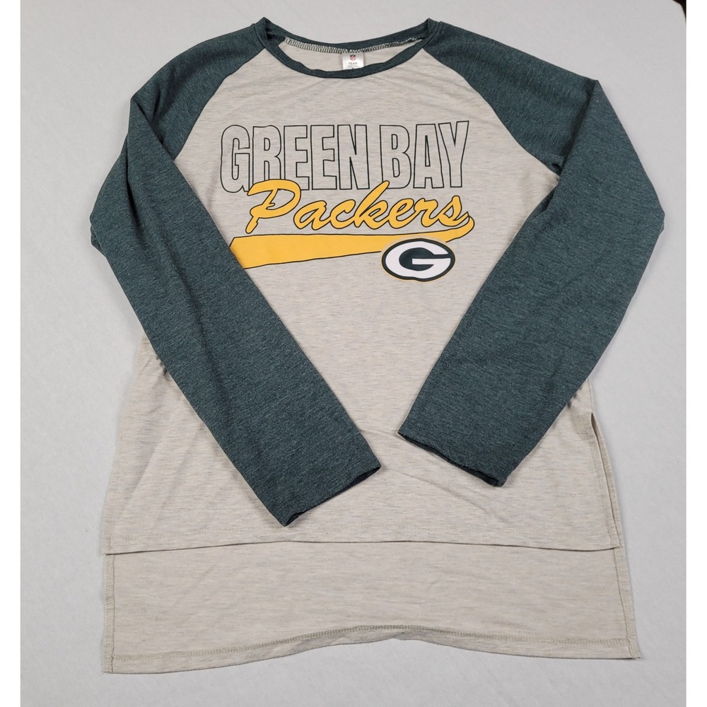 NFL Team Apparel Green Bay Packers Womens Sleepwear Raglan Lounge Shirt Gray XL
